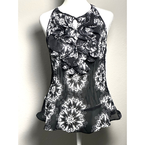 Sunny Leigh Tops - Sunny Leigh Women’s Top Black White Frilly Ruffled Feminine Girl Top Size (S)